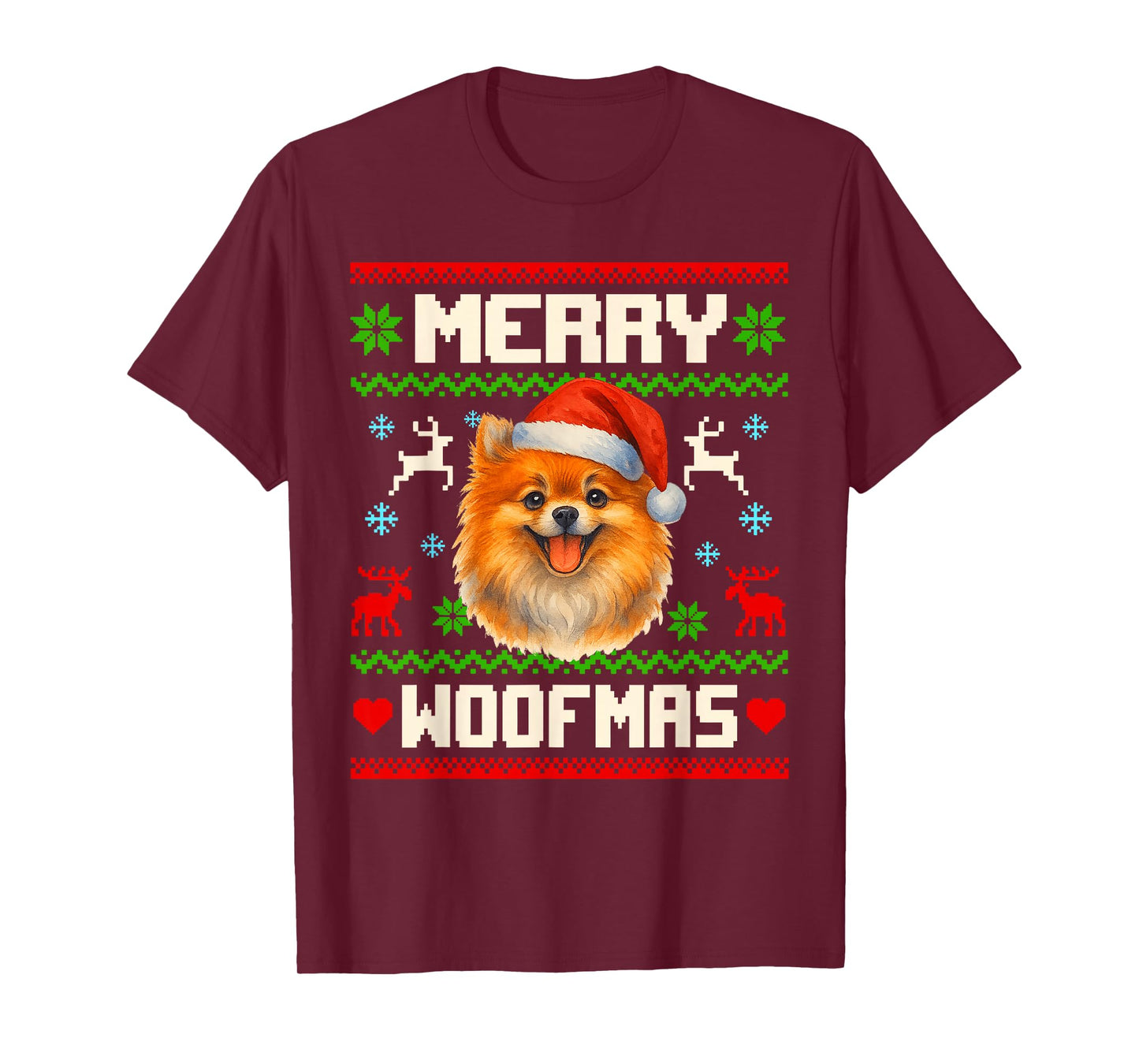 Pomeranian Dog Christmas Ugly Sweater Pet Dog Lover Xmas T-Shirt