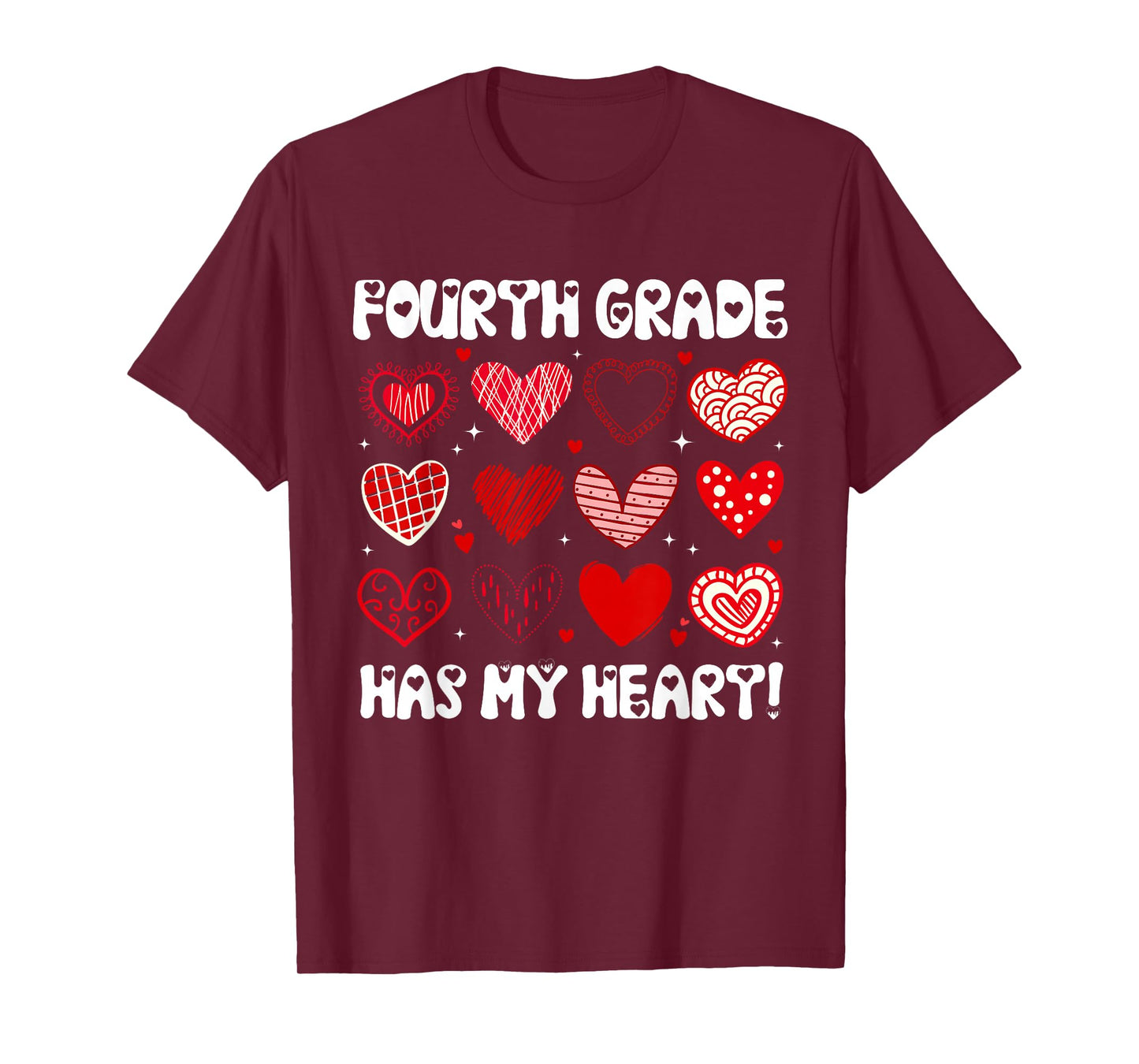 Funny Valentine Teacher Fourth Grade Has My Heart Men Women T-Shirt