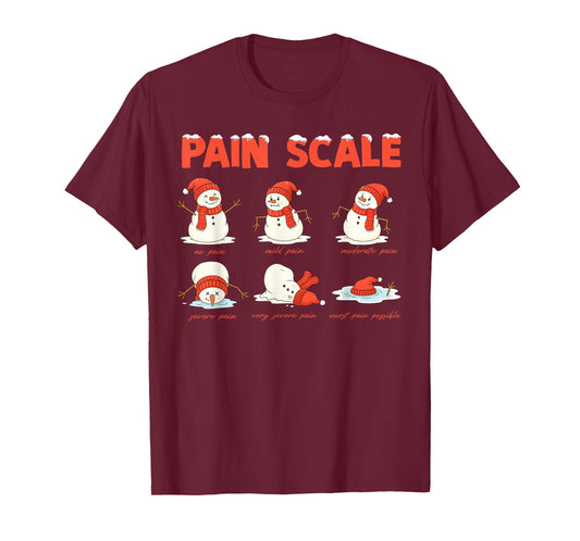 Pain Scale Snowman Funny Nurse Christmas ICU Nurse T-Shirt