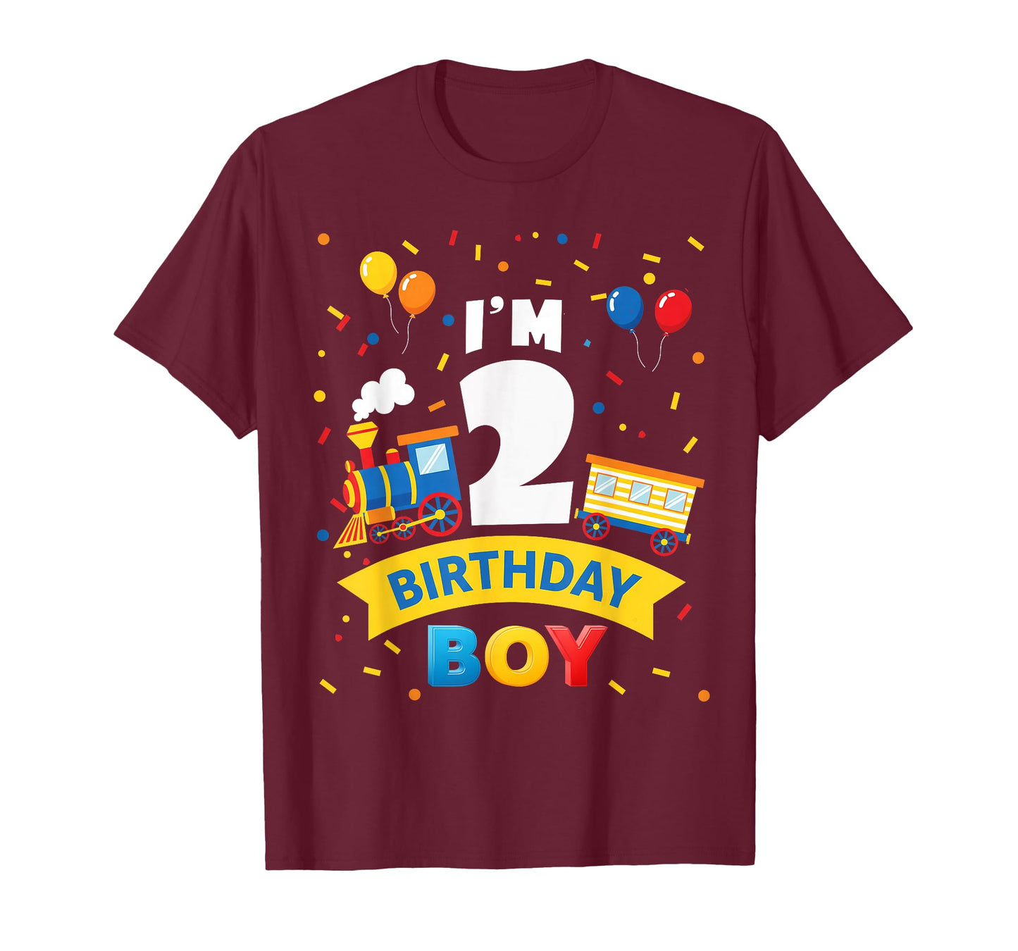 Kids 2nd Birthday Boy Train Two 2 Year Old Birthday Boys T-Shirt