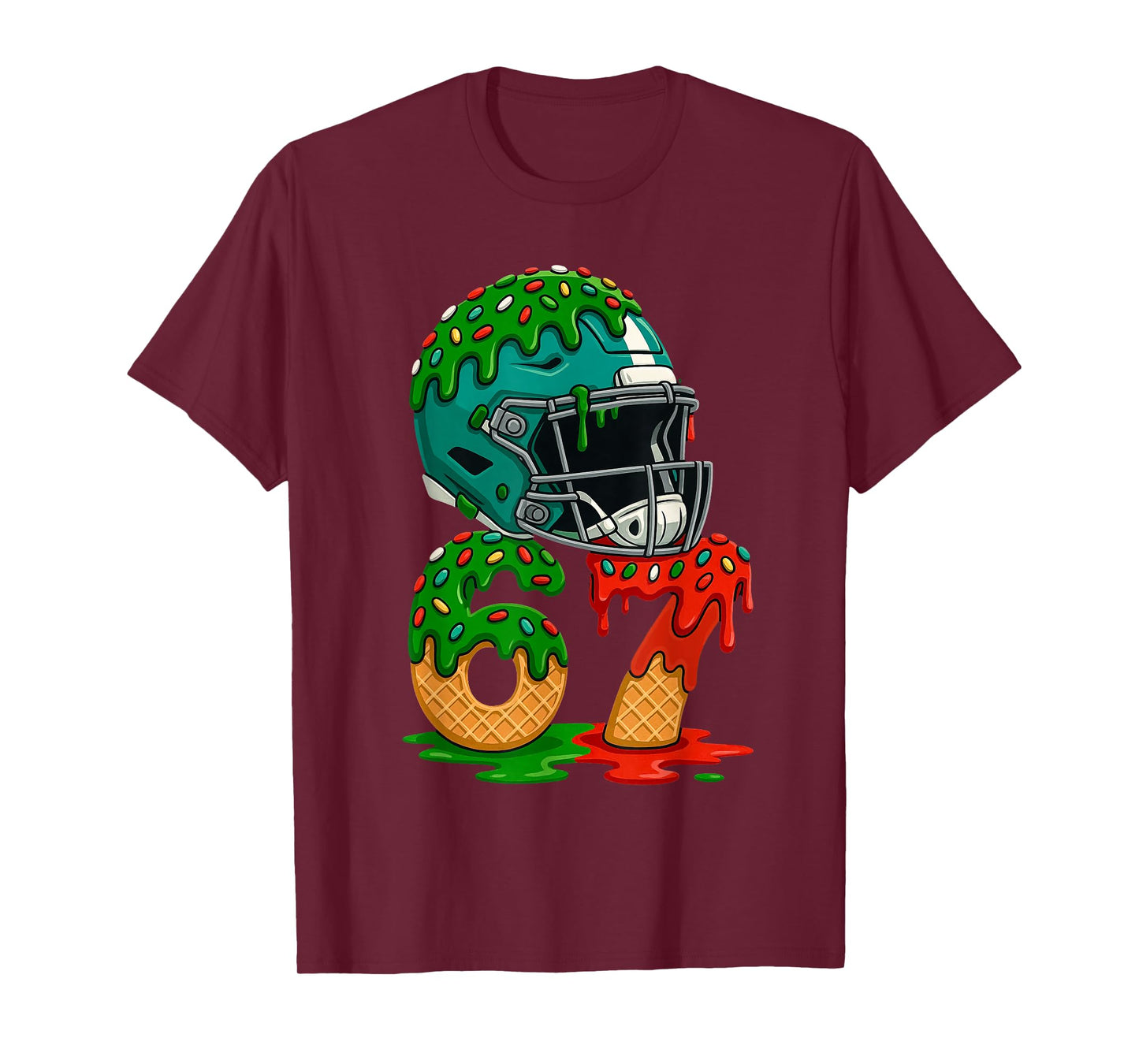 American Christmas Football 67 Ice Cream Drip Funny Number T-Shirt