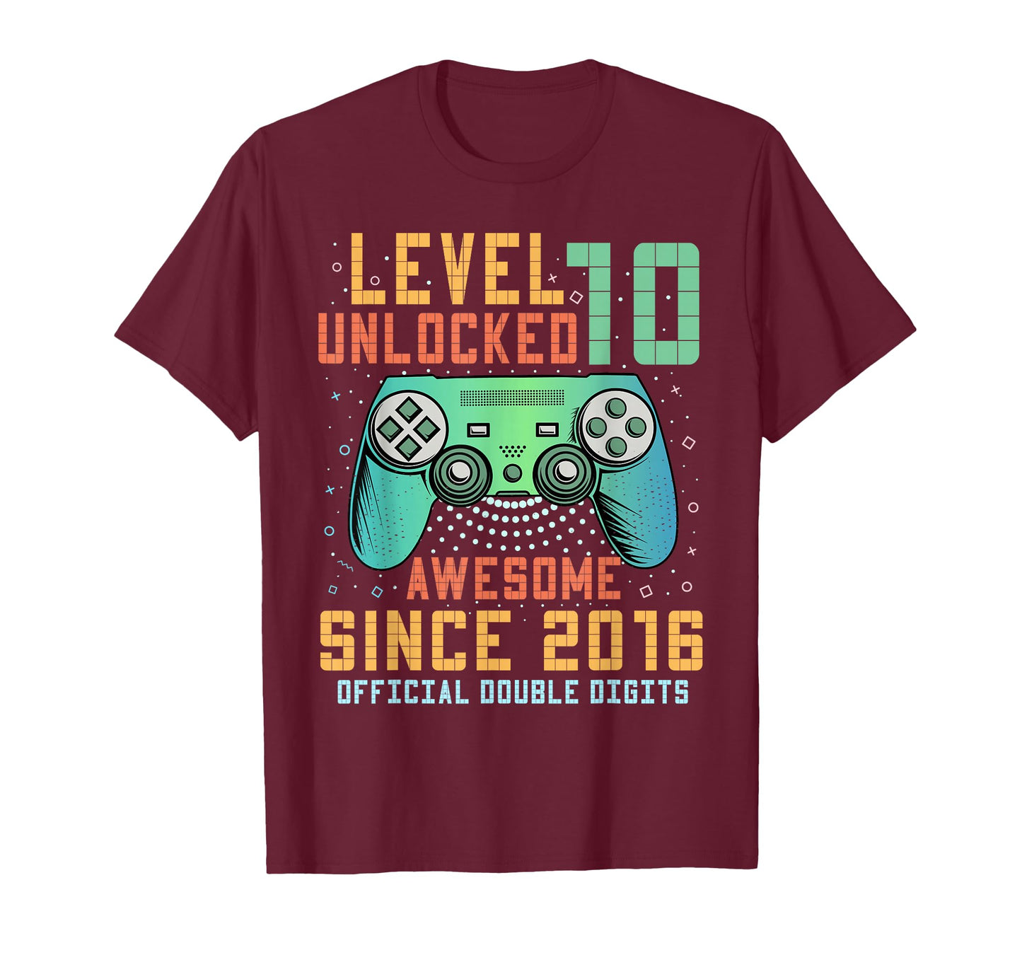 Level 10 Unlocked Official Double Digits 10th Birthday Boy T-Shirt
