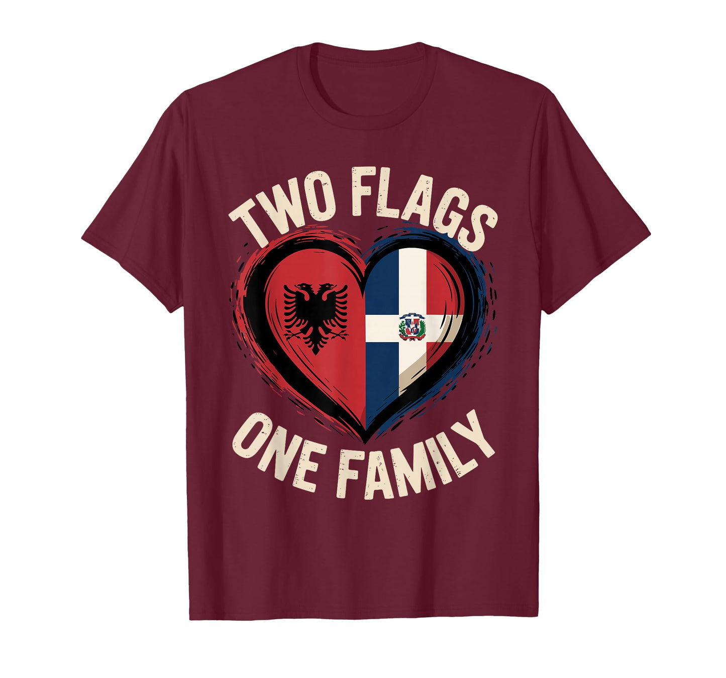 Two Flags One Family Half Albanian Dominican Roots Albania T-Shirt