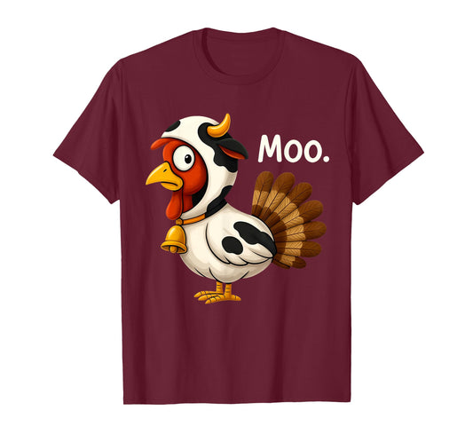 Thanksgiving Funny Turkey Cow Moo Farm Farmer T-Shirt