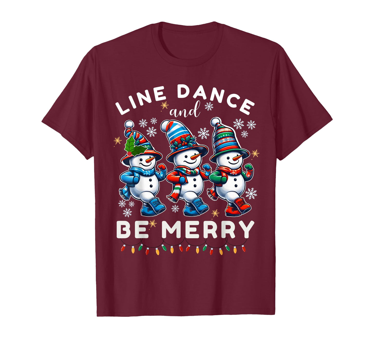 Be Merry Snowman Line Dance Christmas Funny Holiday Dancing T-Shirt
