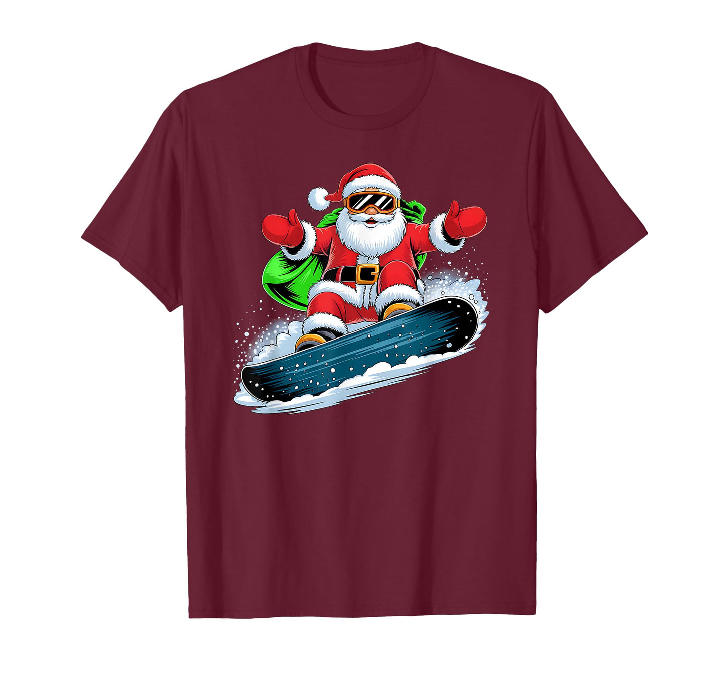 Santa Snowboarding Christmas for Boys Kids Xmas Pajamas T-Shirt