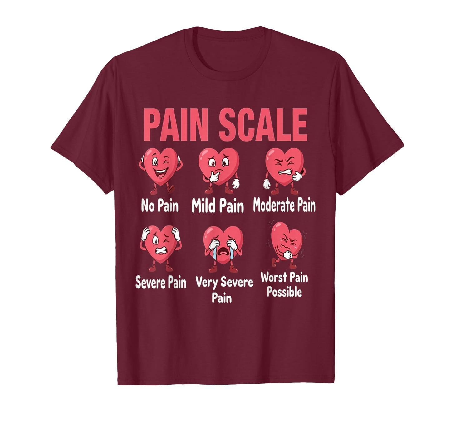 Funny Pain Scale Nurse Valentines Nurses Heart RN ER Nursing T-Shirt