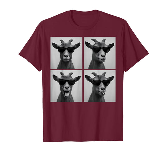 Funny Goat Face Photobooth Cool Goat Selfie with Sunglasses T-Shirt