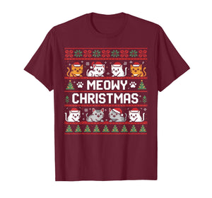 Meowy Catmas Cute Kitten Santa Hat Christmas Cat Lover T-Shirt