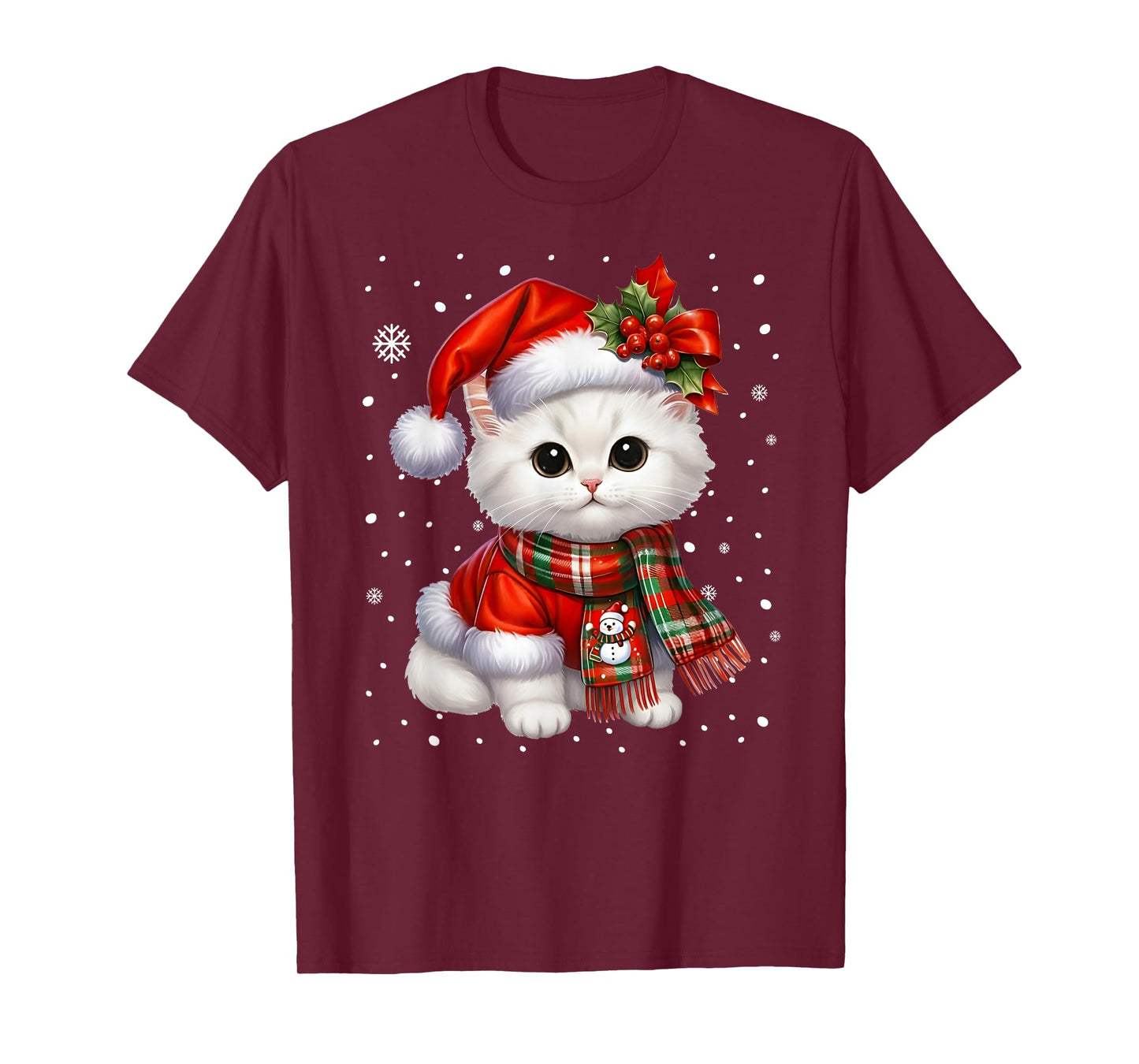 Cat Christmas Kitten Meowy Cat Lover Xmas T-Shirt