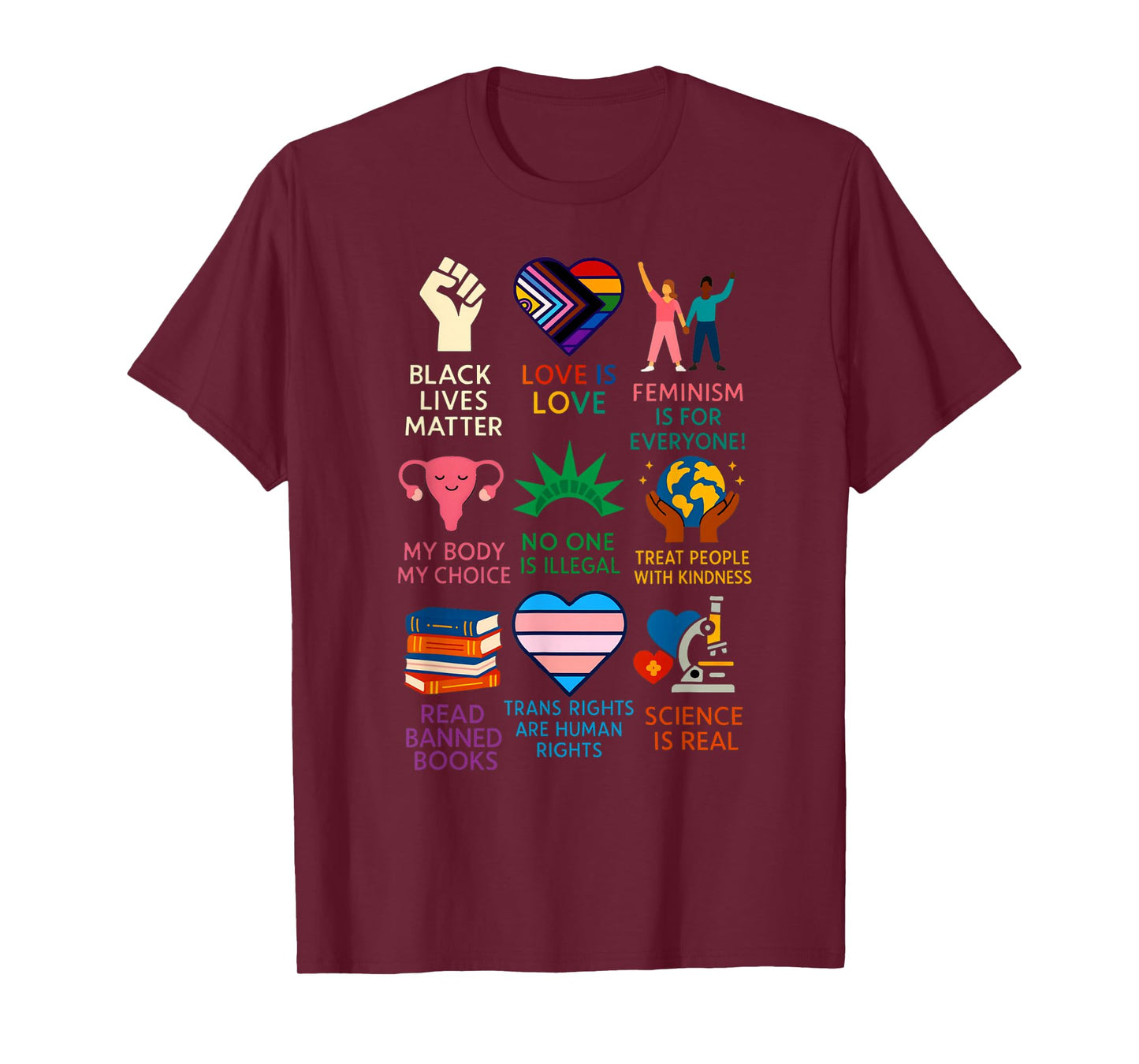 BLM Human Rights Feminism Trans Science Books LGBTQ Kindness T-Shirt