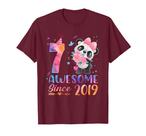 7 Years Old 7th Birthday Panda Awesome Since 2019 T-Shirt