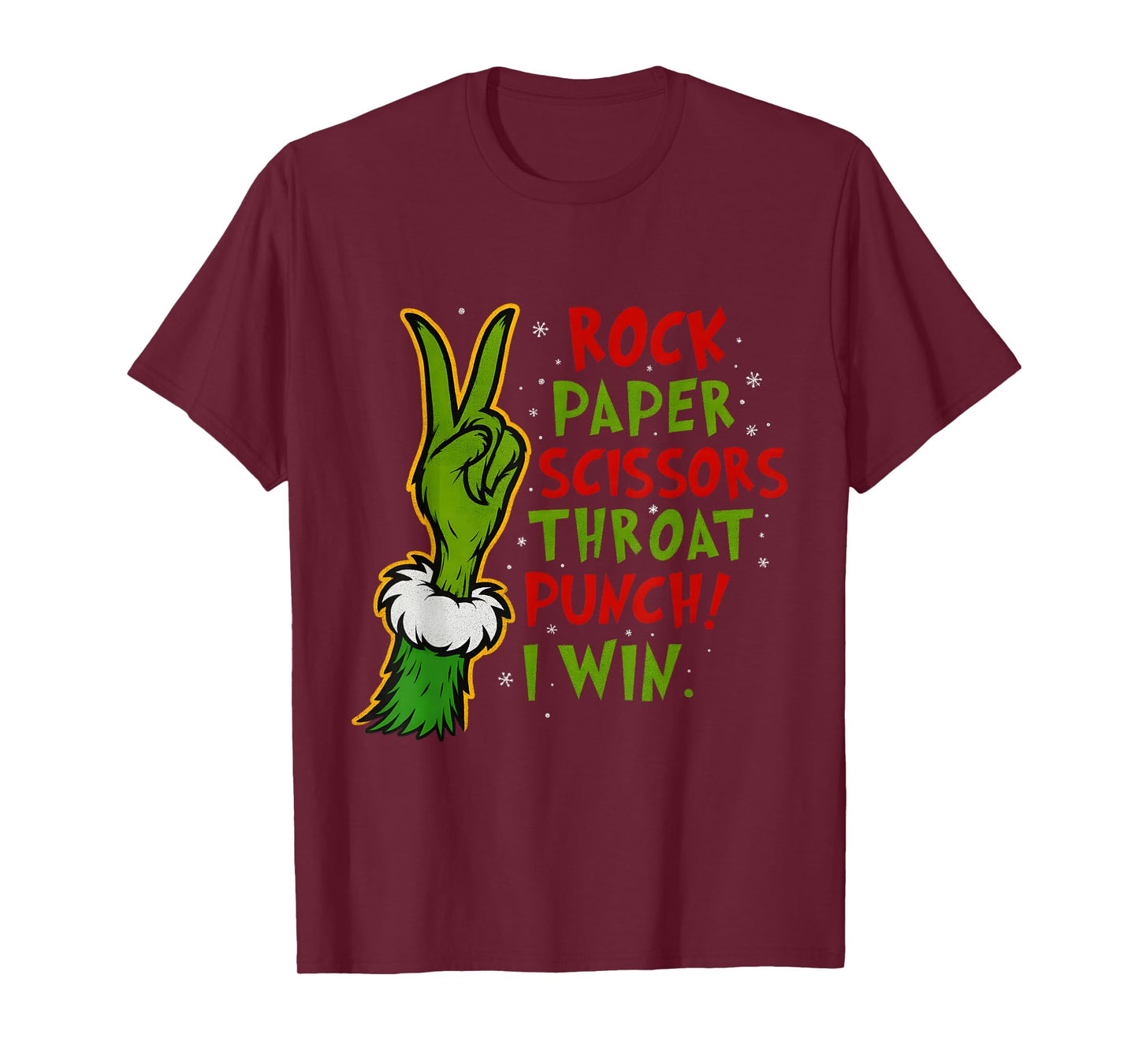 Funny Rock Paper Scissors Throat Punch Holiday Joke T-Shirt
