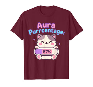 67 Funny Cat Aura Energy at Six Seven Meme Gen Z Alpha T-Shirt