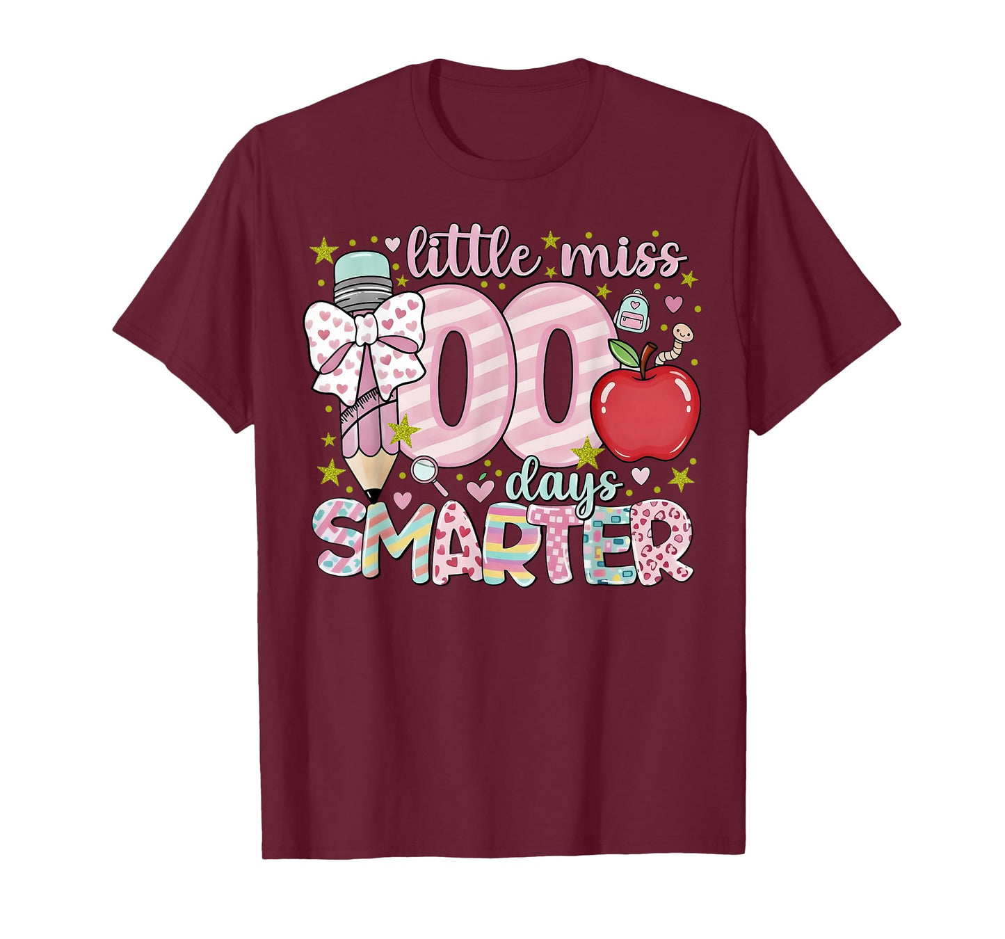 Little Miss 100 Days Smarter Kids Girls 100th Day of School T-Shirt