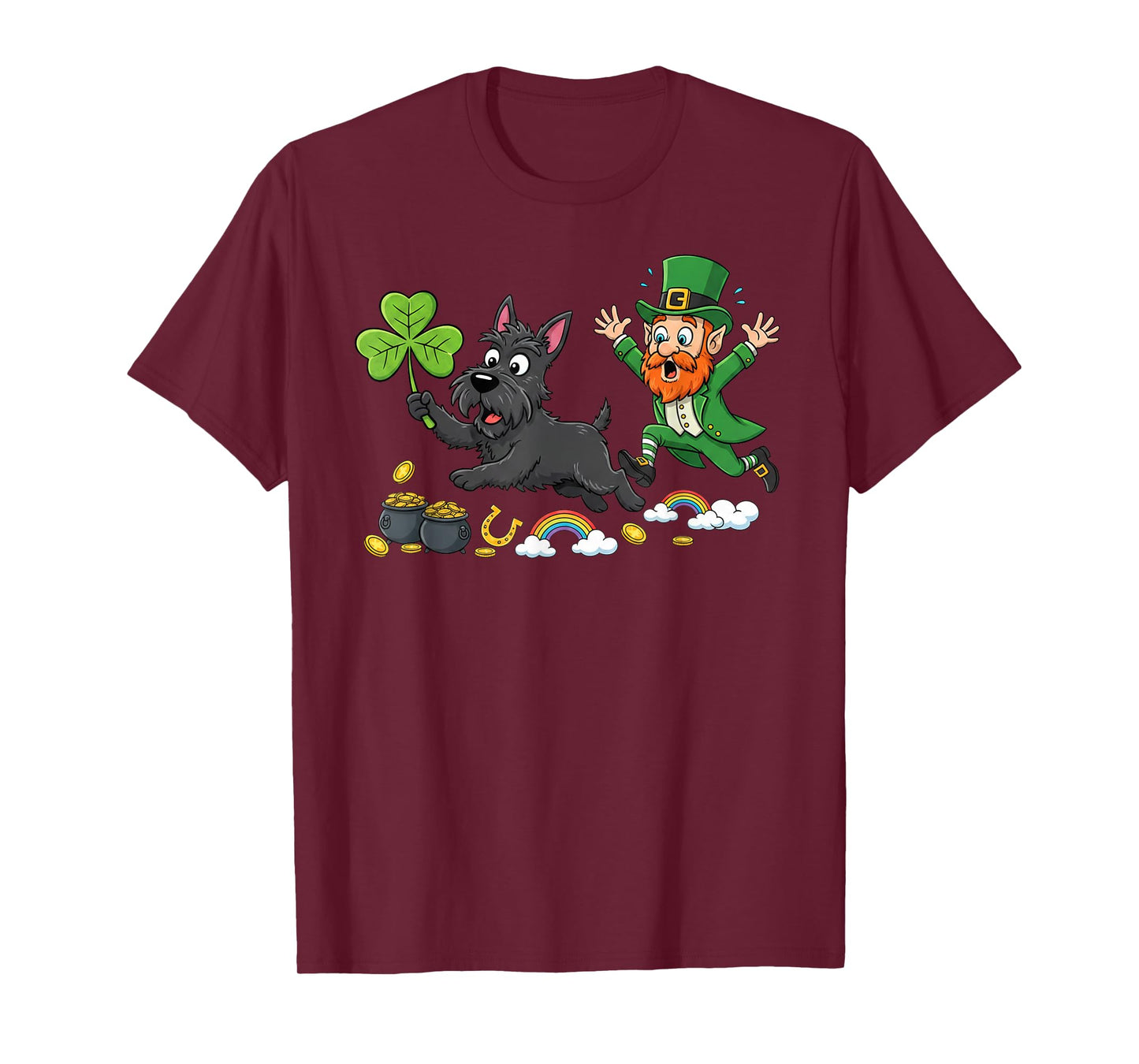 Funny Scottish Terrier Clover St Patricks Day Womens Mens T-Shirt