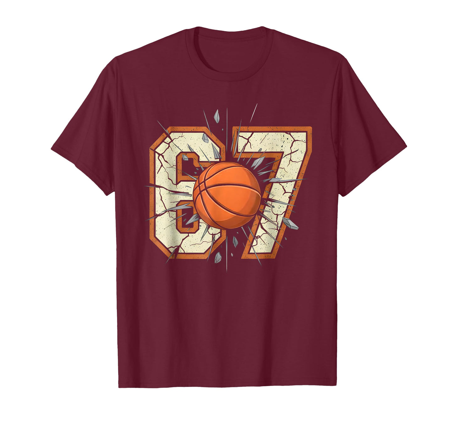 67 Basketball Vintage Number Six Seven 6 7 Meme Design Boys T-Shirt