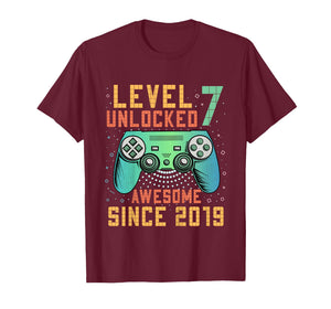 Kids Level 7 Unlocked Awesome Since 2019 7th Birthday Boy T-Shirt