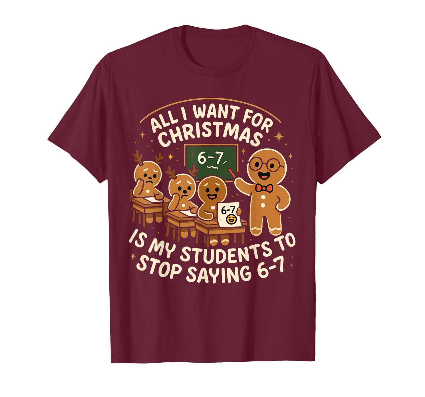 Funny 67 Christmas Pajamas Shirt Six Seven Meme Brainrot T-Shirt