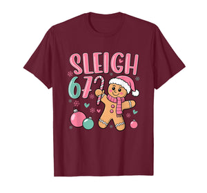 Sleigh 67 Gingerbread Christmas Six Seven Meme Viral Number T-Shirt