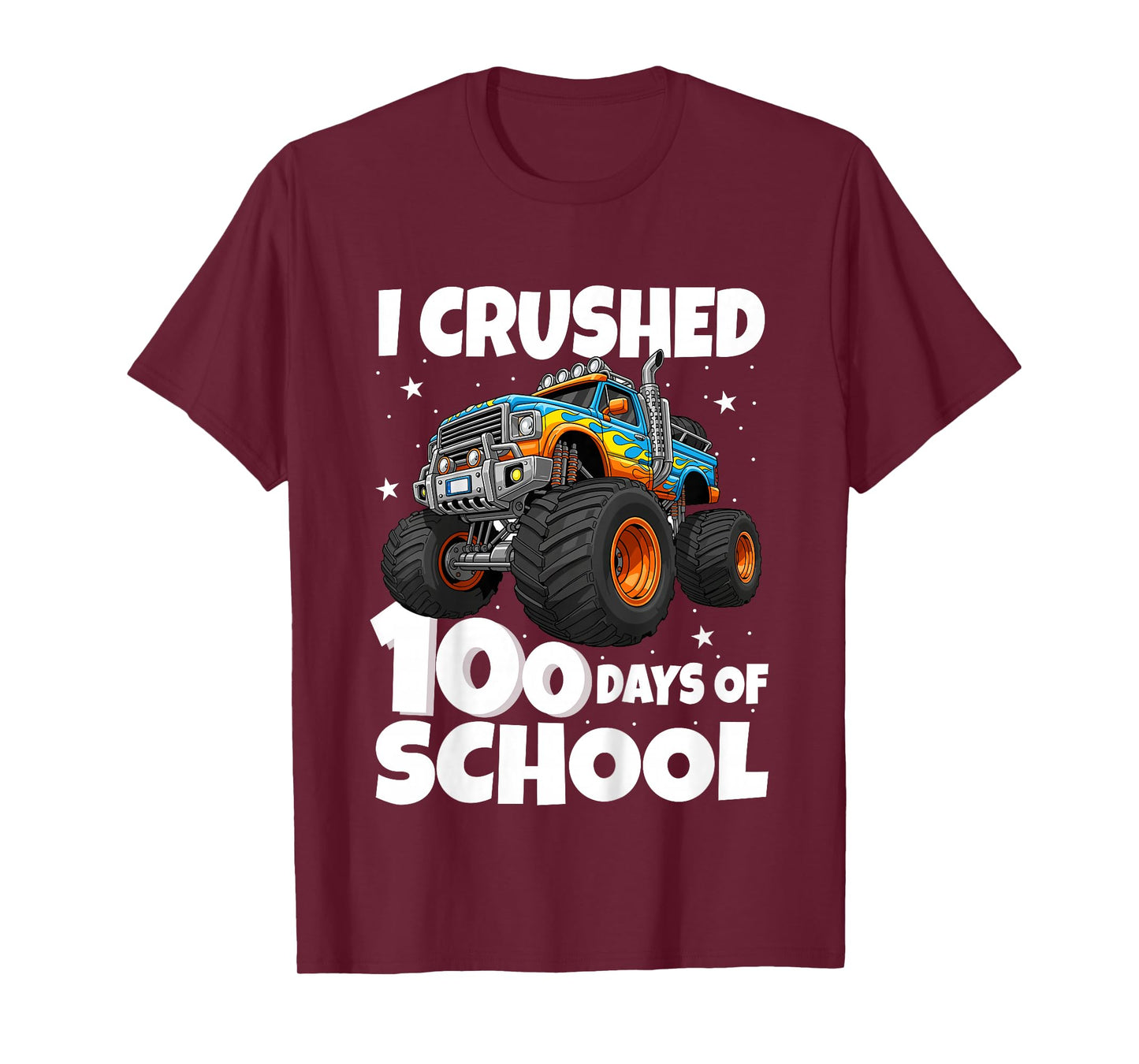 Kids I Crushed 100 Days of School Monster Truck 100 Days Smarter T-Shirt
