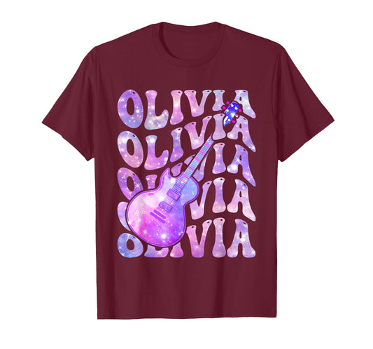 Olivia First Name I Love Olivia Girl Groovy 80's T-Shirt