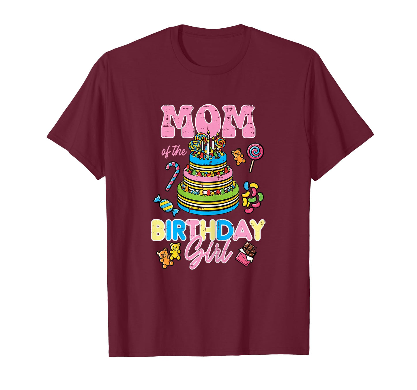 Mom of Birthday Girl Cake Bday Party Family Matching Women T-Shirt