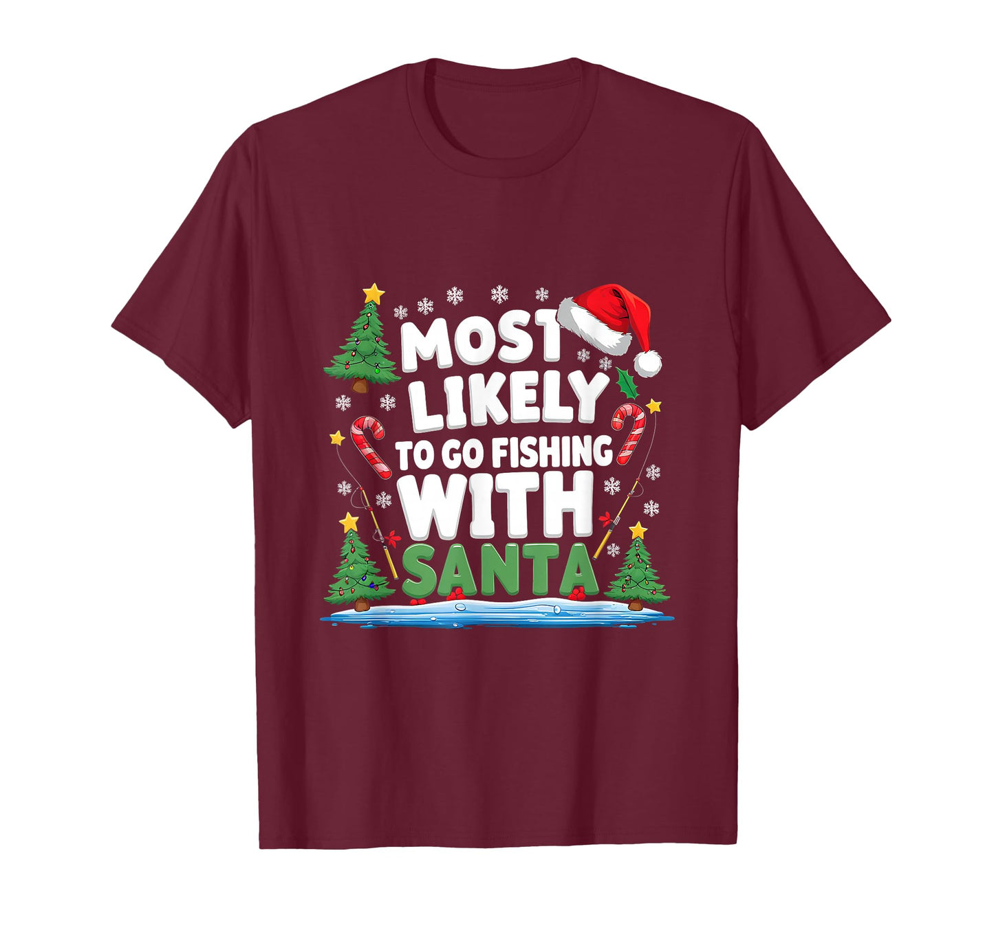 Merry Fishmas Funny Fish Santa Bigfoot Christmas Fishing T-Shirt