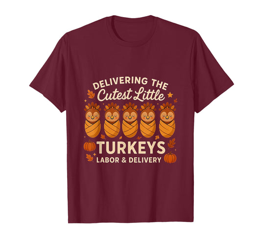 Thanksgiving Labor Delivery Nurse Turkey Baby T-Shirt