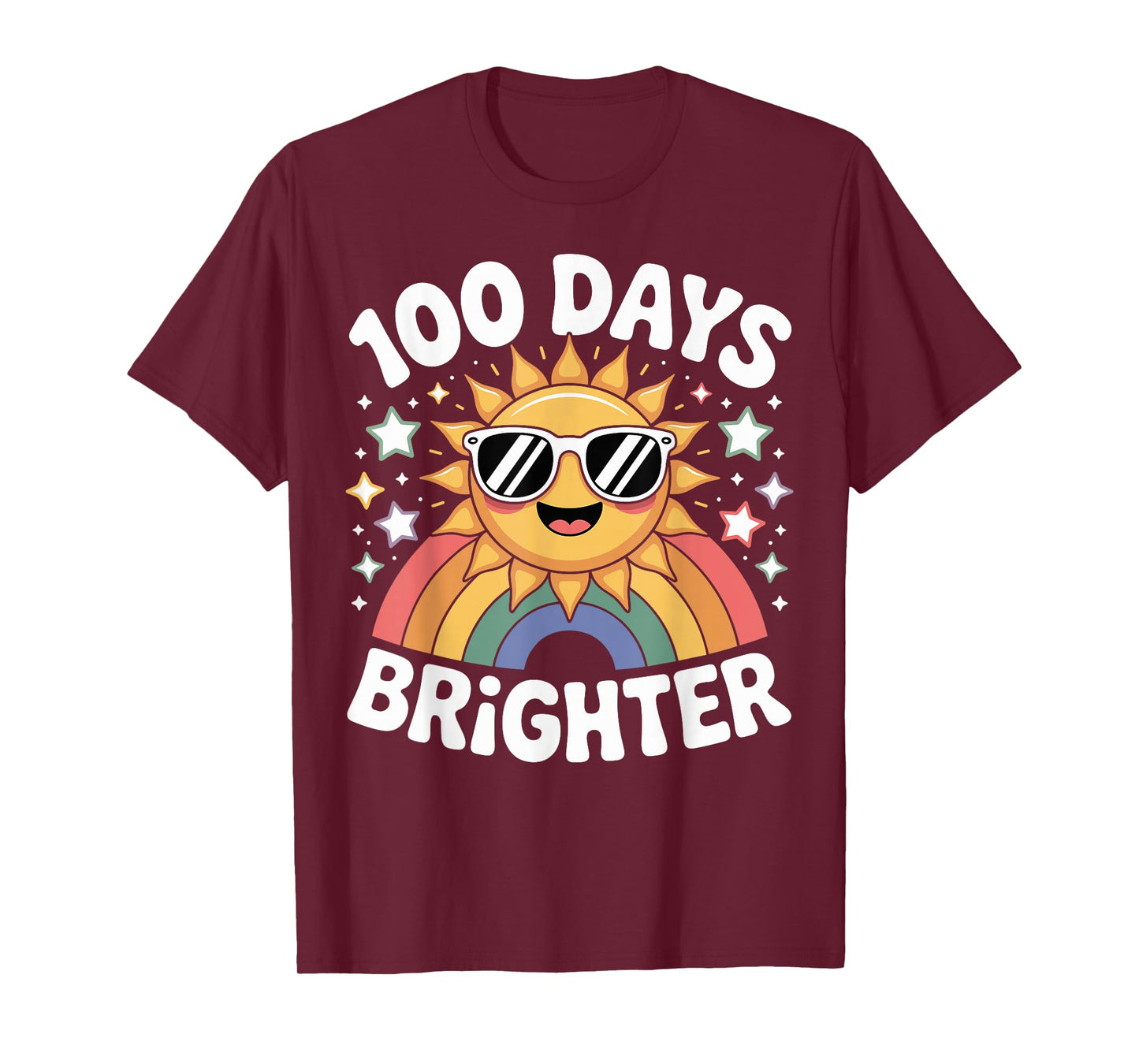 100 Days Brighter Cute Rainbow Sunshine School Design T-Shirt