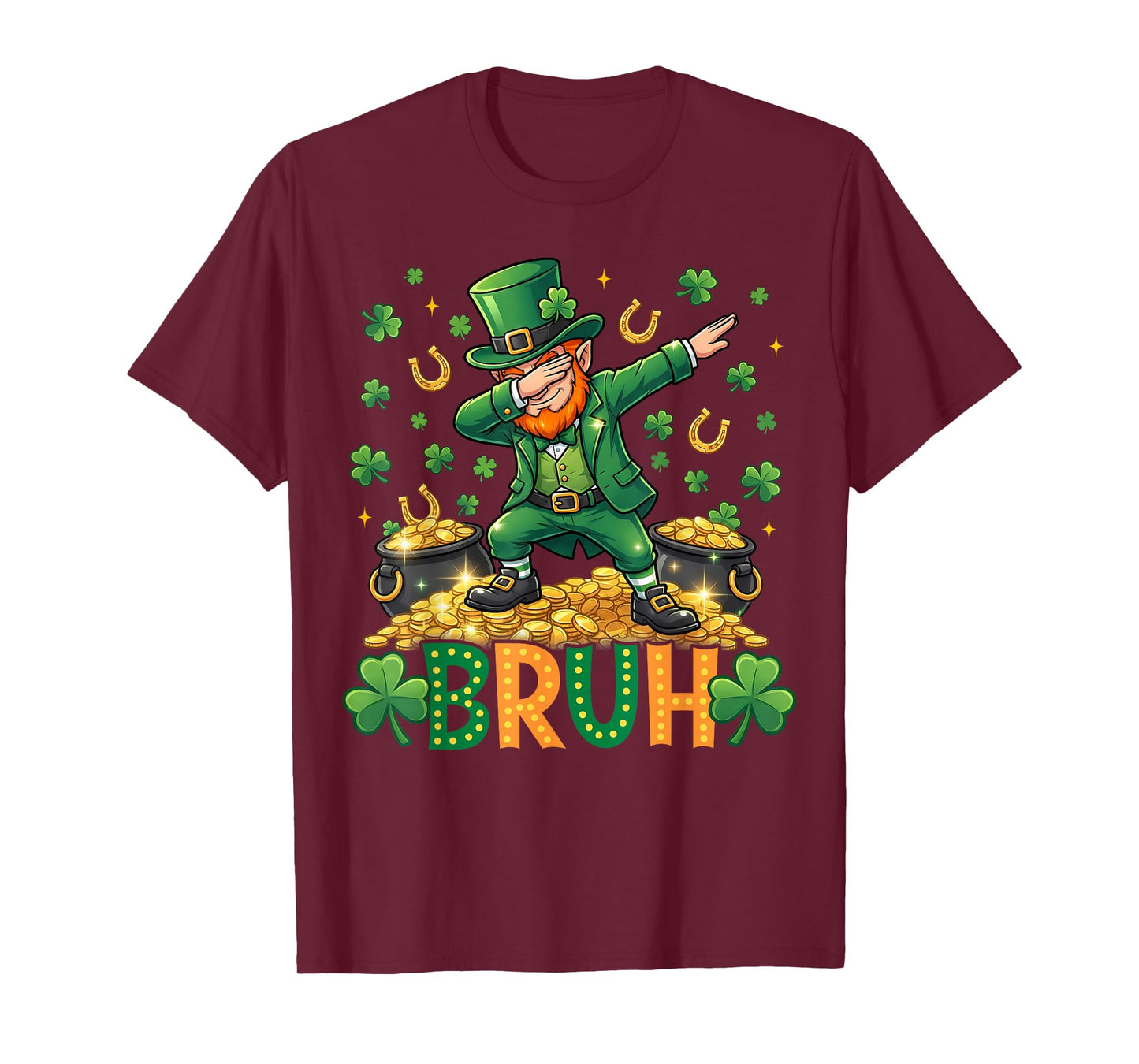 Bruh Dab Leprechaun Funny Kids Boys Mens St Patrick Day T-Shirt