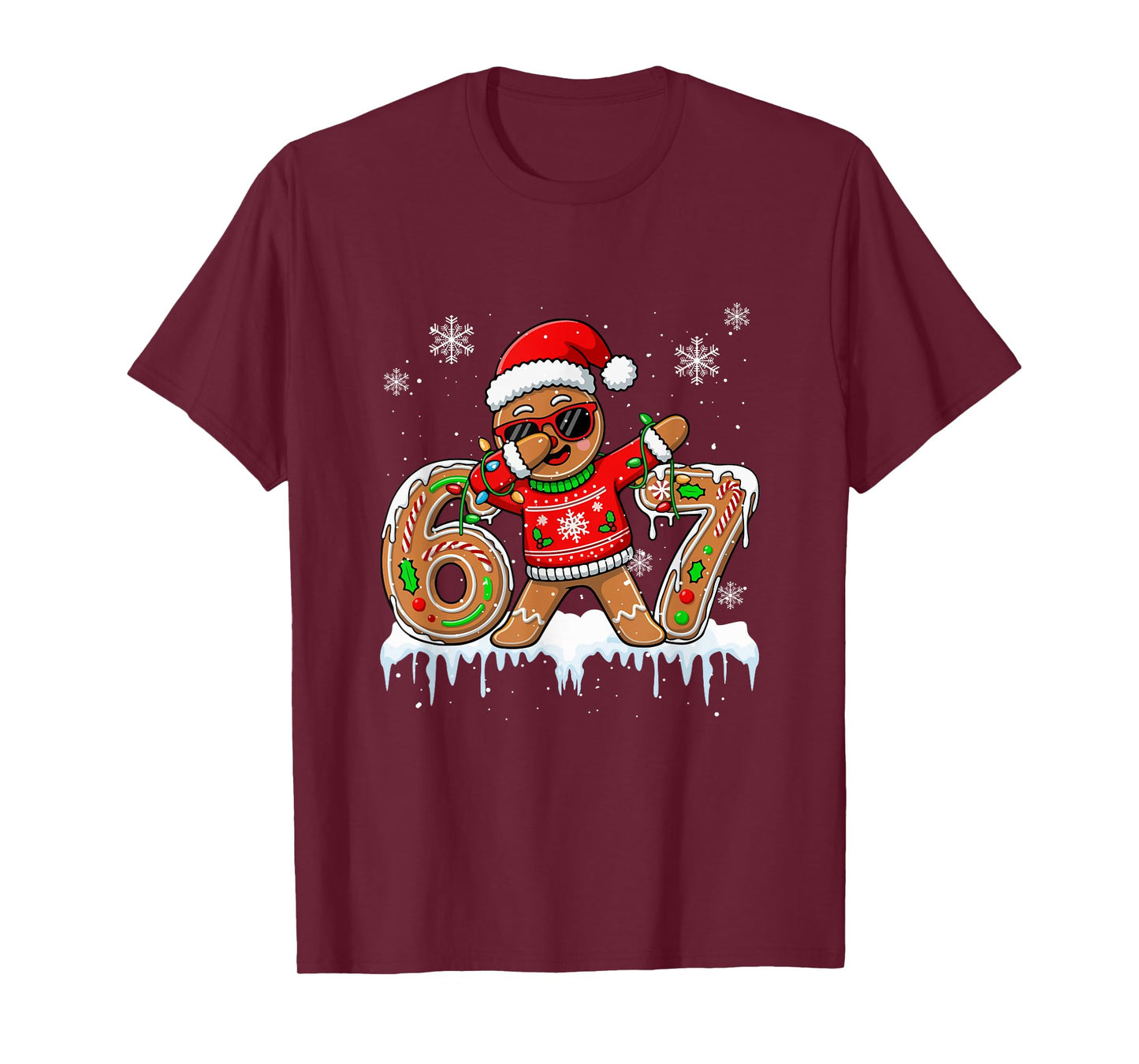 Six Seven 67 Christmas Funny Santa Gingerbread Dabbing Baker T-Shirt