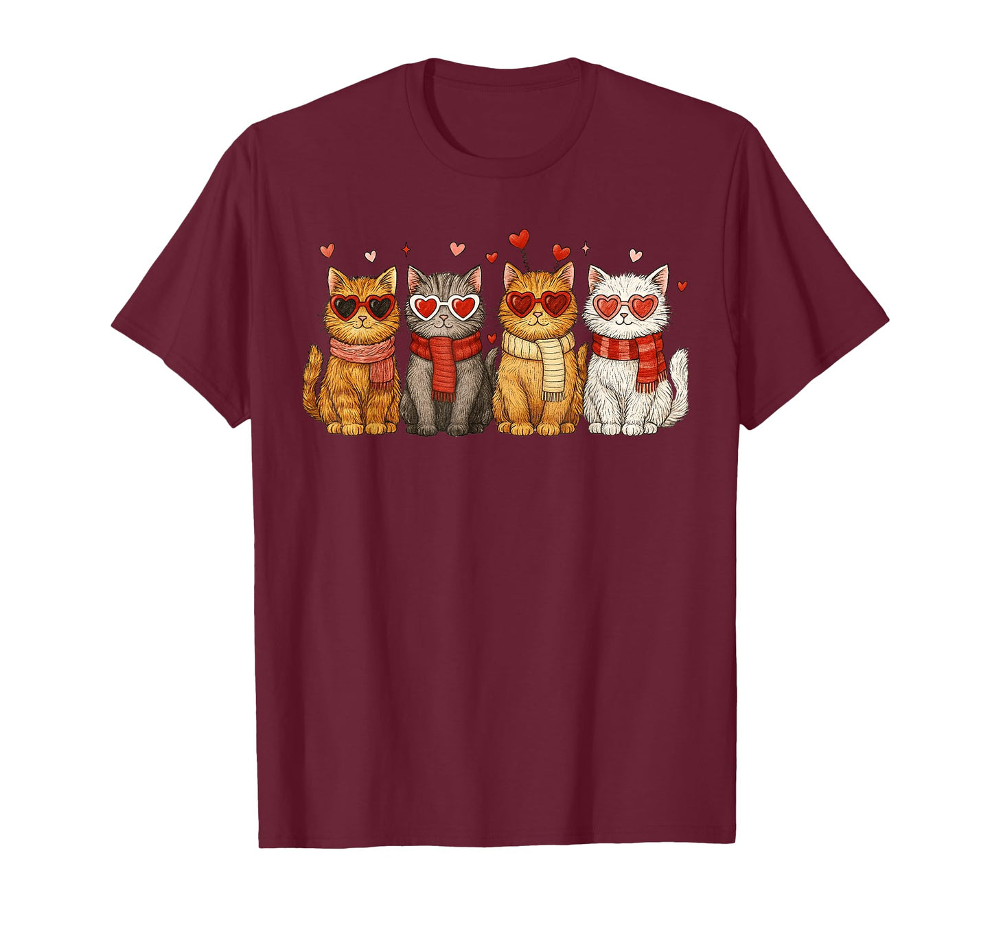 Happy Meowentines Cute Cat Valentine Funny Hearts Women Girl T-Shirt