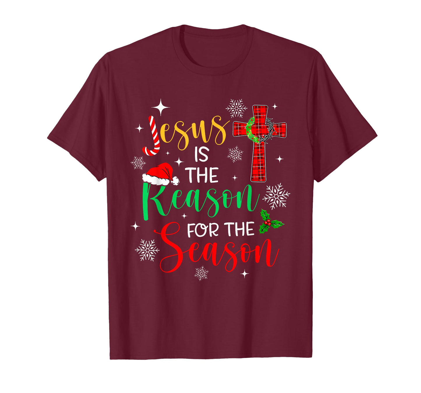 Jesus is The Reason for The Season Christmas Xmas Candy Cane T-Shirt