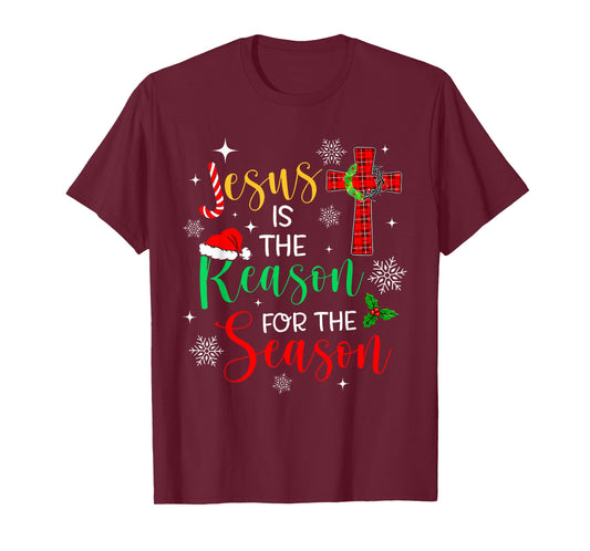 Jesus is The Reason for The Season Christmas Xmas Candy Cane T-Shirt