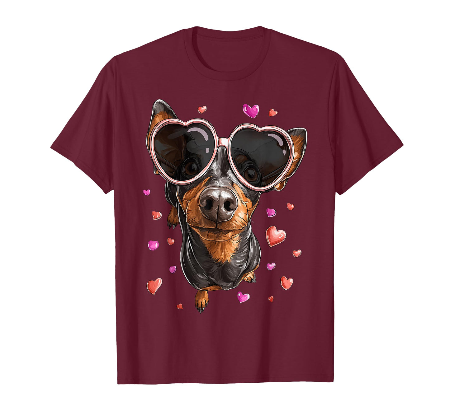 Miniature Pinscher Minpin Dog Valentine's Day Heart T-Shirt
