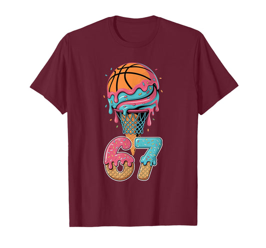 Basketball Drip Number 67 Player 67th Birthday Ice Cream 67 T-Shirt