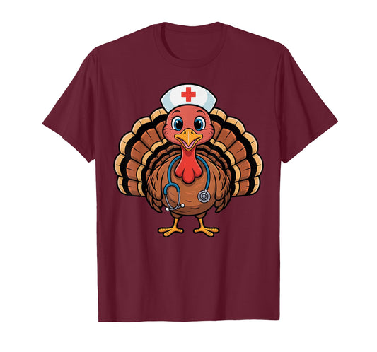 Thanksgiving Nurse Turkey RN ICU ER NICU Nurse Scrub T-Shirt