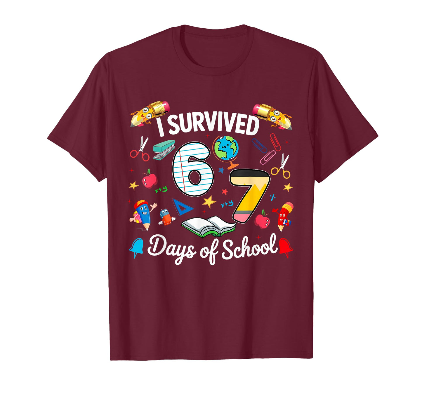 I Survived 67 Days of School Teachers Students Boy Girl Kids T-Shirt