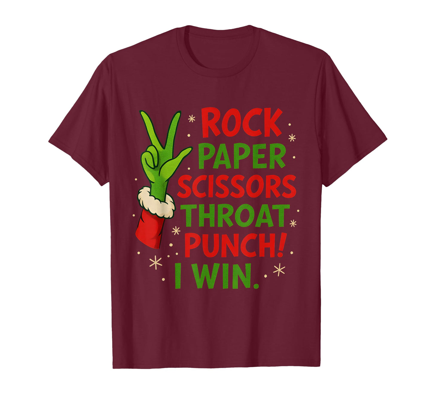 Funny Christmas Rock Paper Scissors Throat Punch T-Shirt