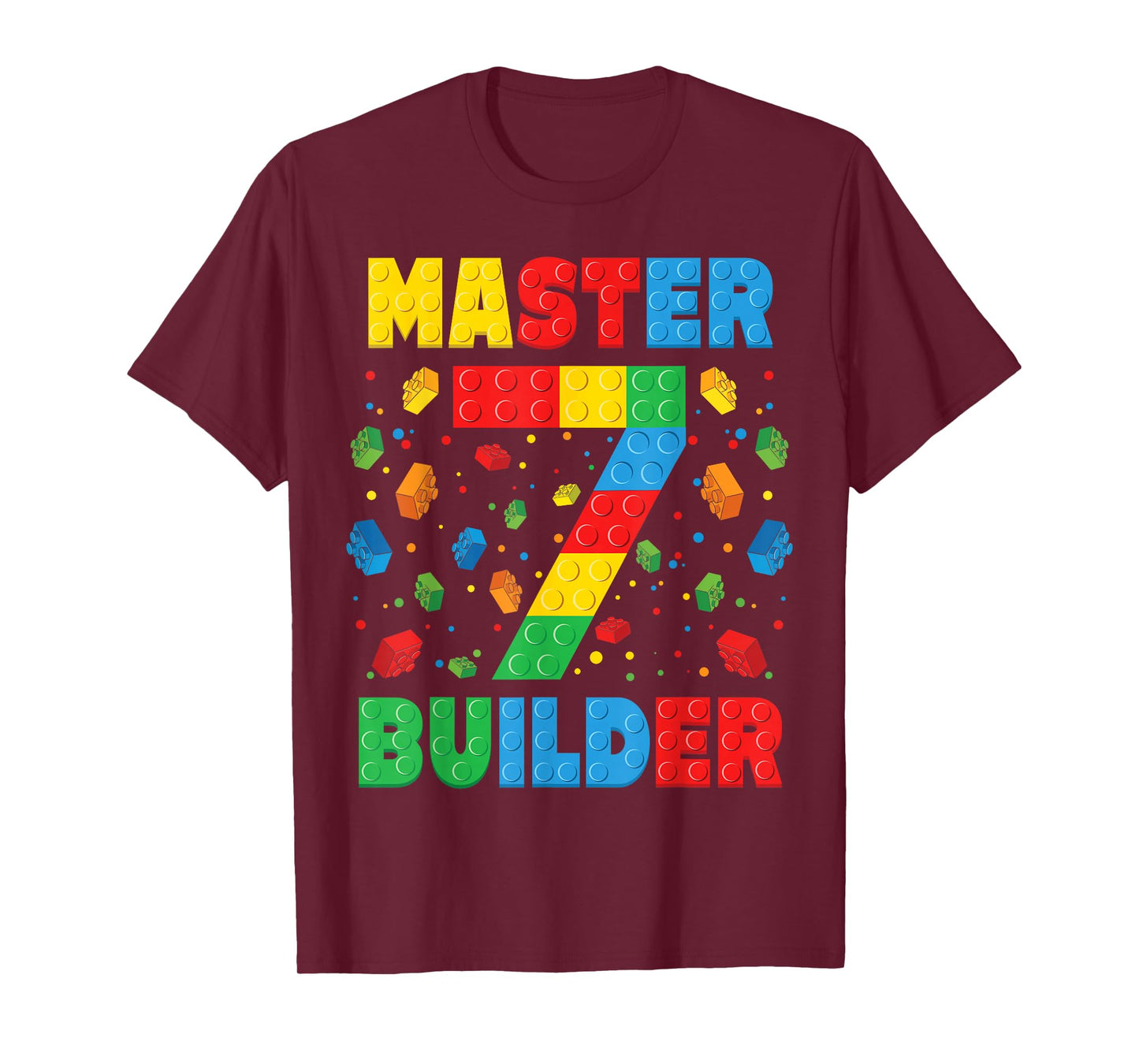 Master Builder Age 7th Birthday Squad Block Building T-Shirt