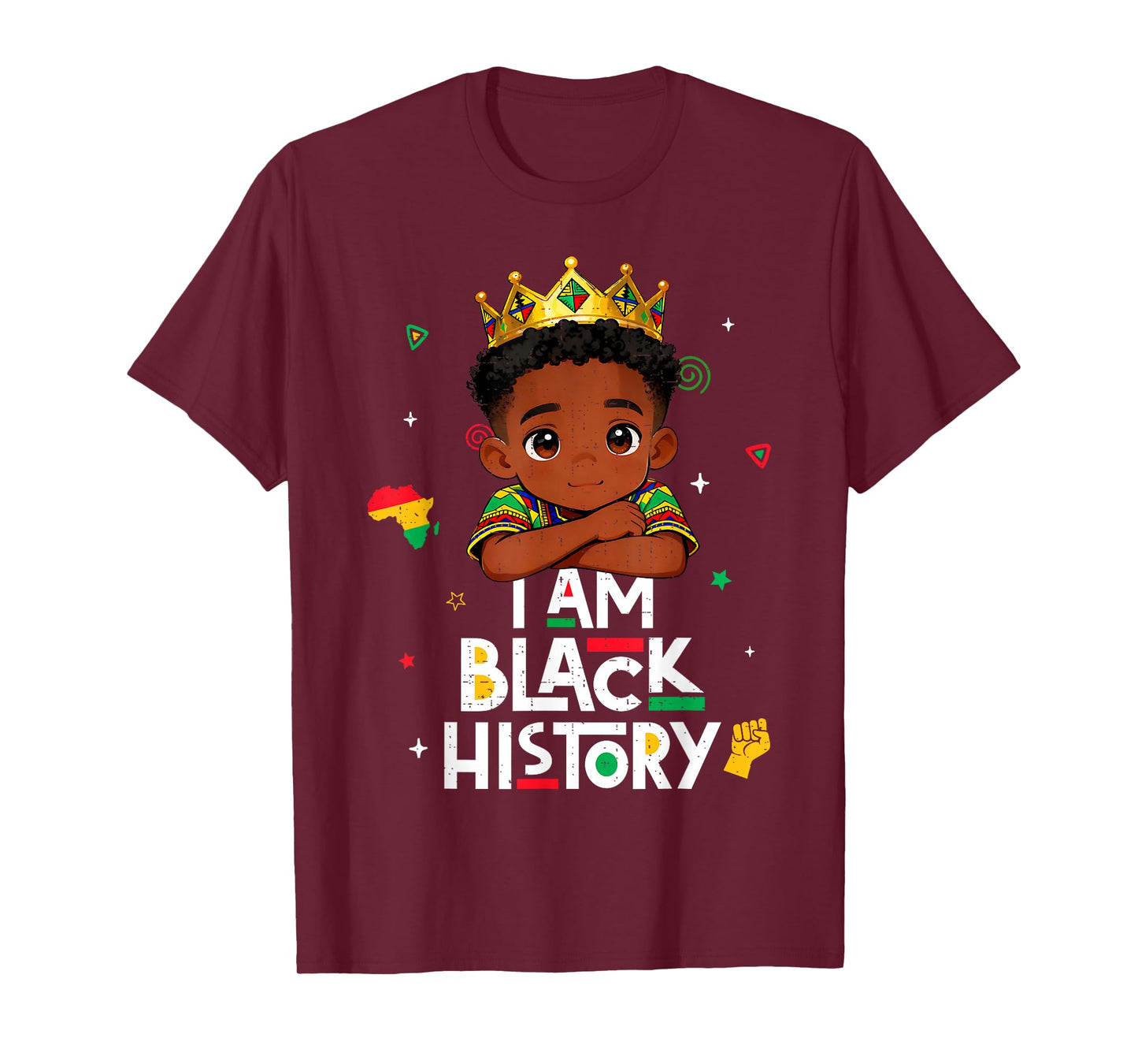 I Am Black History Afro Boy African American Boys Kids T-Shirt