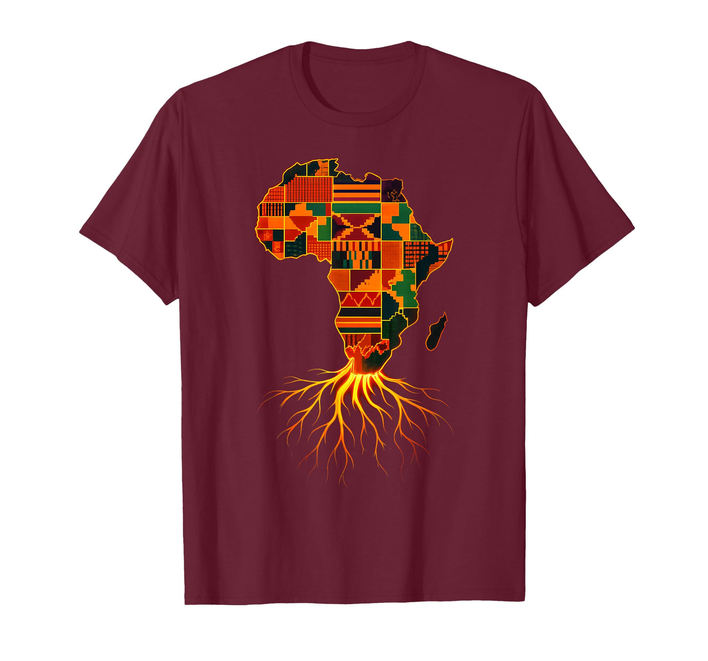 Africa Cool African Roots Map Traditional Kente Cloth T-Shirt