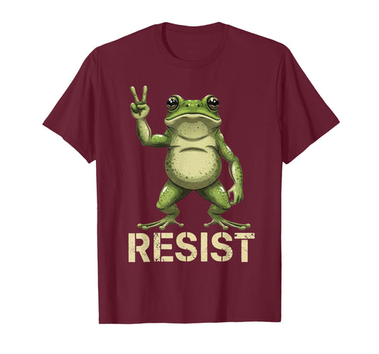 Realistic Frog Resist Protest Peace Sign Funny Activism T-Shirt