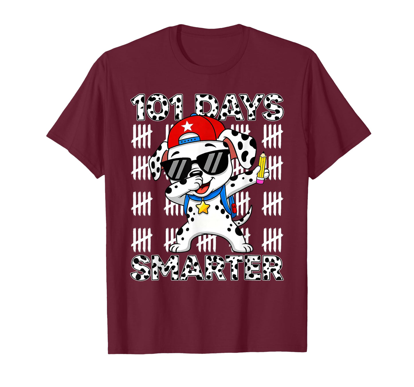 100 Days Smarter Dalmatian Dog 100th Day of School Boys Kids T-Shirt