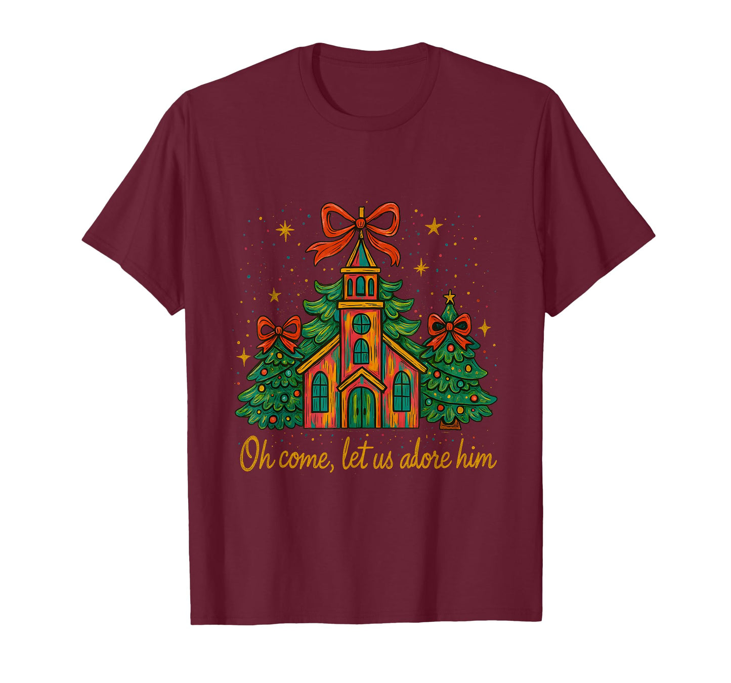 Oh Come Let Us Adore Him – Festive Christmas Church T-Shirt
