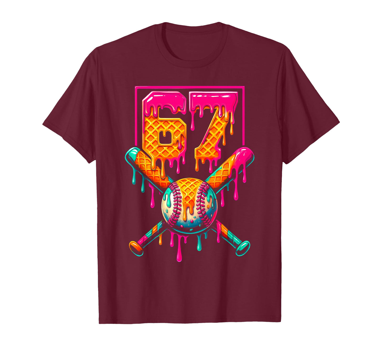 Funny Dripping 67 Birthday Baseball Drip Number 67 T-Shirt