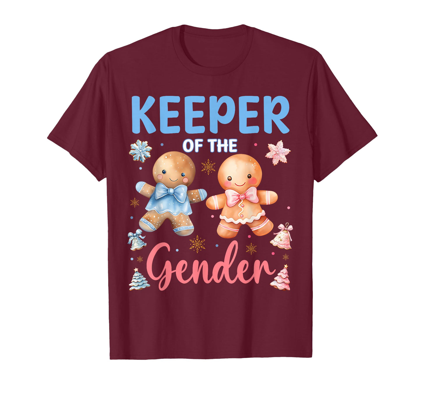 Keeper of The Gender Reveal Baby Gingerbread Pink Or Blue T-Shirt
