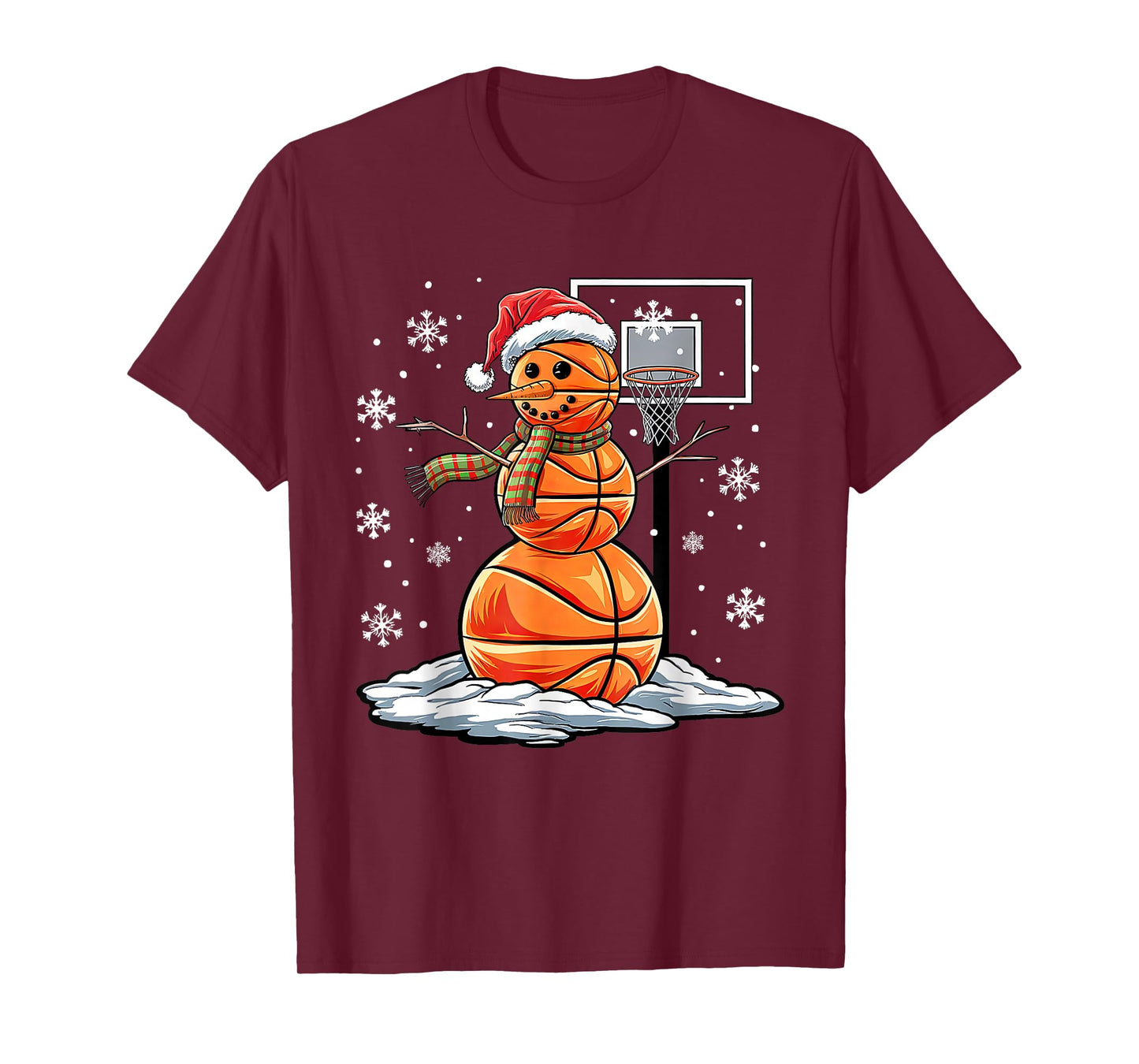 Cute Christmas Basketball Snowman Shirt Basketball Christmas T-Shirt