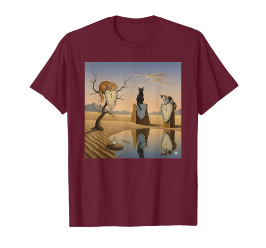 The Persistence of Cats – Surreal Dalí Inspired Parody Art T-Shirt